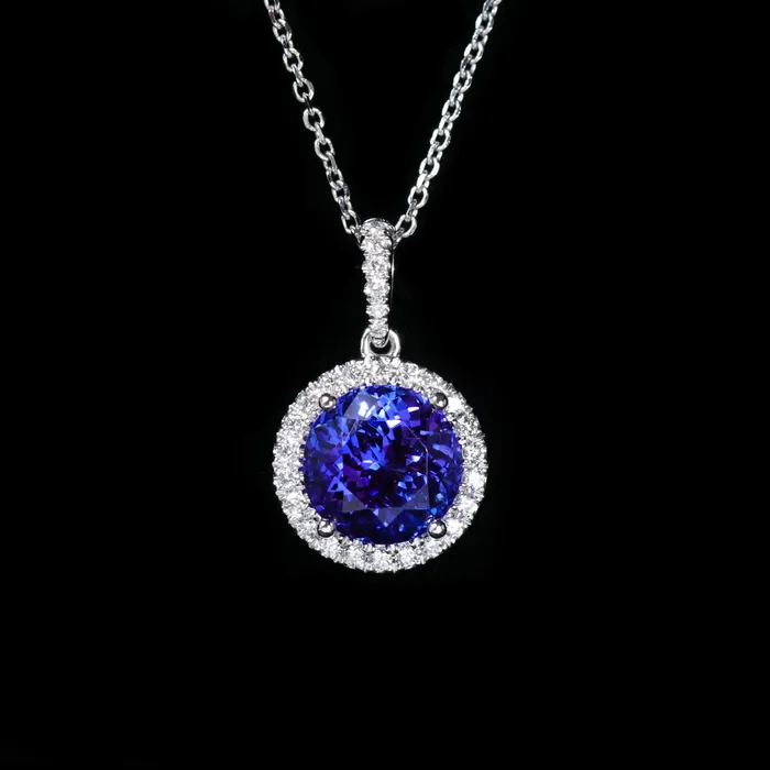 14K White Gold 291 Carat Tanzanite and Diamond Pendant The Gem House Necklaces 14K White Gold 291 Carat Tanzanite and Diamond Pendant The Gem House Necklaces