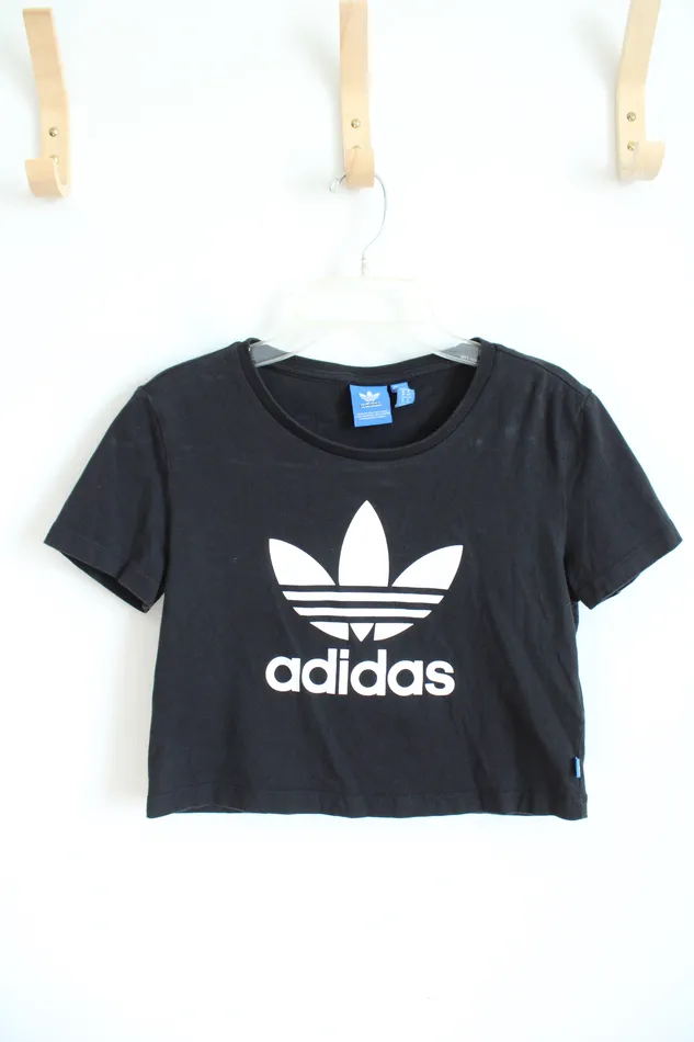 Adidas Rings Adidas Black Cropped Cotton Shirt S