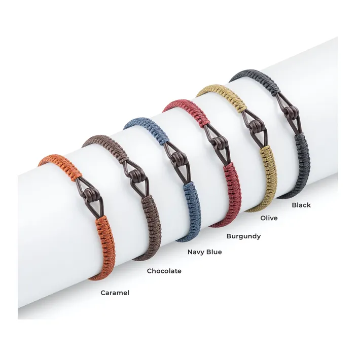 Ancla Mens Leather and Macram Bracelet Macrala Bracelets