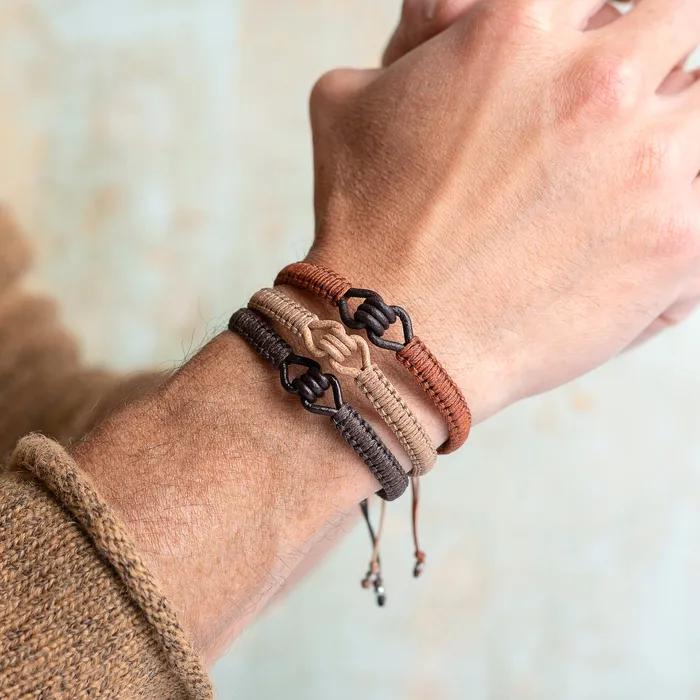 Ancla Mens Leather and Macram Bracelet Macrala Bracelets