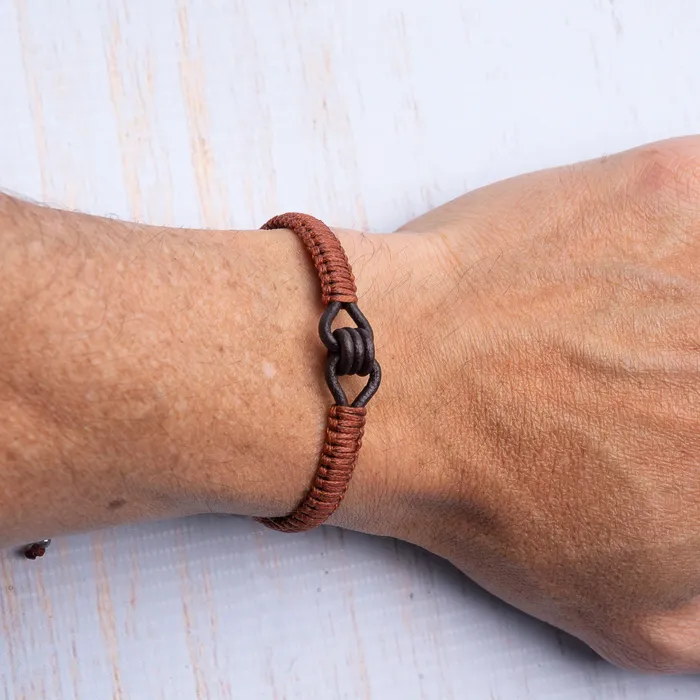 Ancla Mens Leather and Macram Bracelet Macrala Bracelets