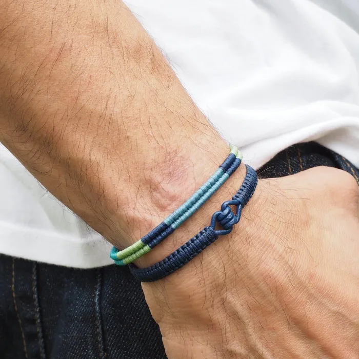 Ancla Mens Leather and Macram Bracelet Macrala Bracelets