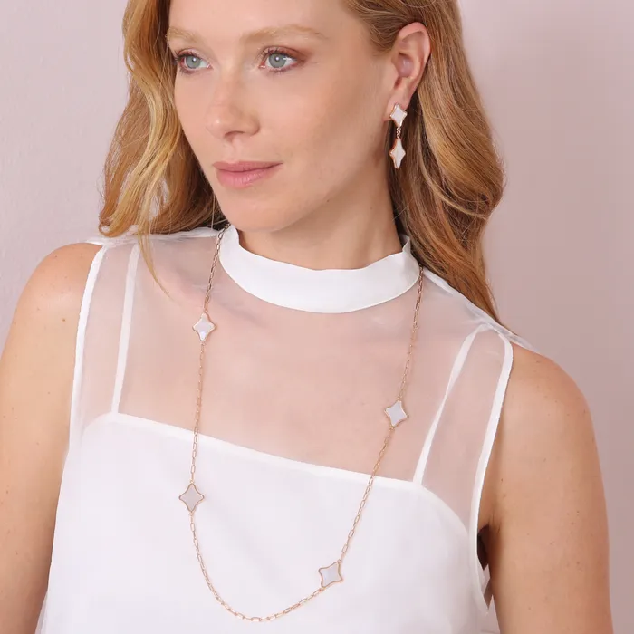 Earrings Collana Catena Forzatina con Station Etoile in Pietra Naturale Bronzallure