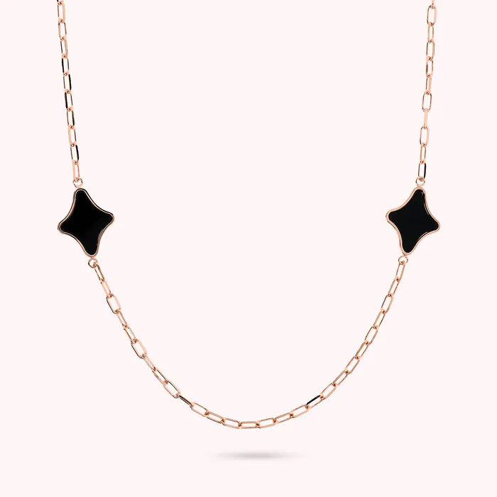 Earrings Collana Catena Forzatina con Station Etoile in Pietra Naturale Bronzallure