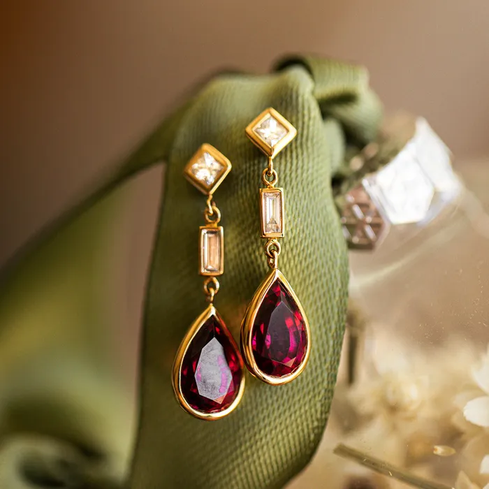 Kimberly Collins Earrings Garnet Pear Shape Dangle Earrings Kimberly Collins Earrings Garnet Pear Shape Dangle Earrings
