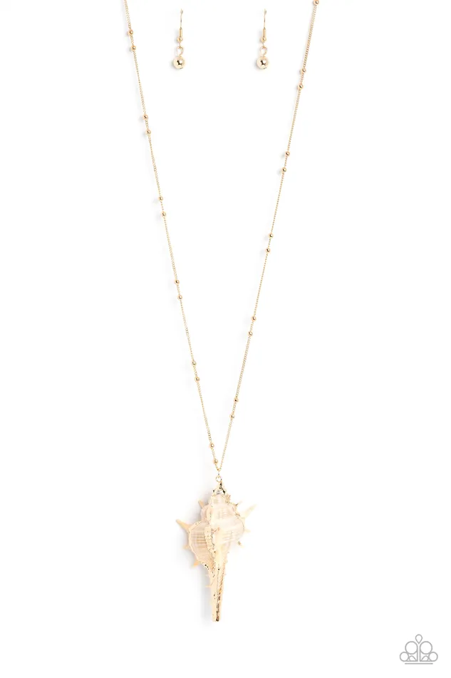Paparazzi Accessories Sea CONCH Gold Earrings