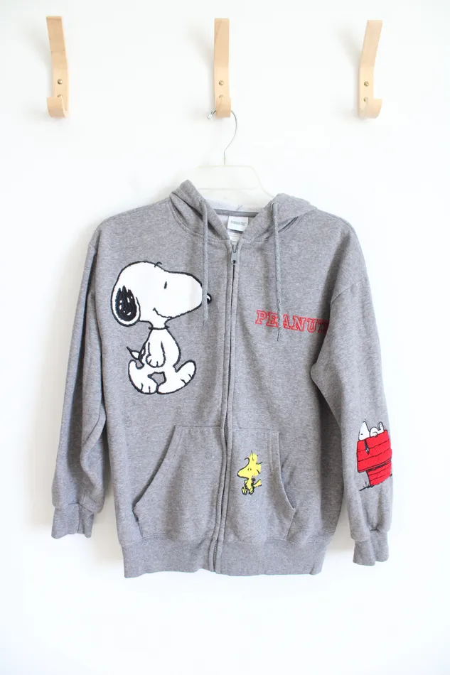 Peanuts Gray Embroidered Full Zip Jacket S Peanuts Earrings