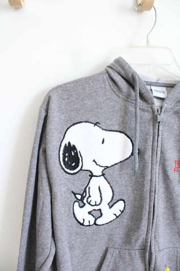 Peanuts Gray Embroidered Full Zip Jacket S Peanuts Earrings