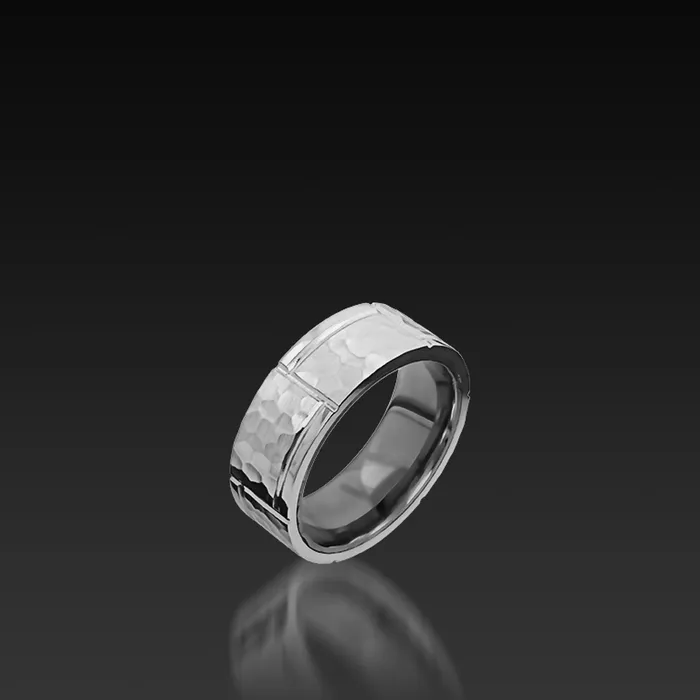 Rings Shop John Atencio White Gold Beveled Band with Tantalum Sleeve