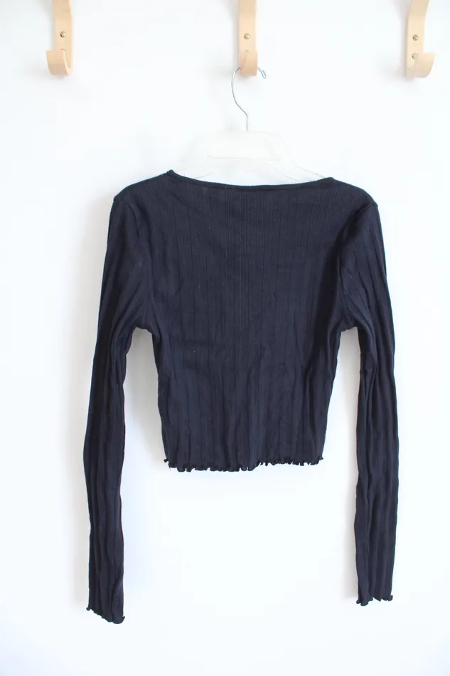 Top Shop Rings NEW Top Shop Black Ribbed Cropped Long Sleeved Top 6