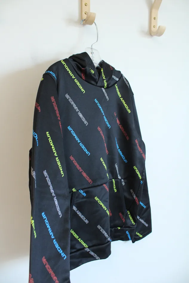 Under Armour Rings Under Armour Colorful Logo Black Hoodie Youth M 1012