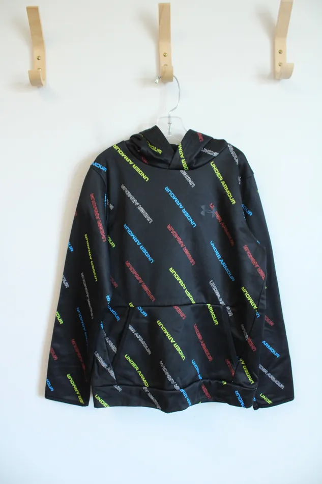Under Armour Rings Under Armour Colorful Logo Black Hoodie Youth M 1012