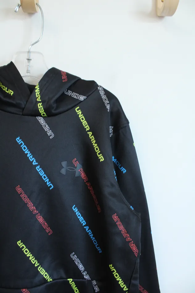 Under Armour Rings Under Armour Colorful Logo Black Hoodie Youth M 1012