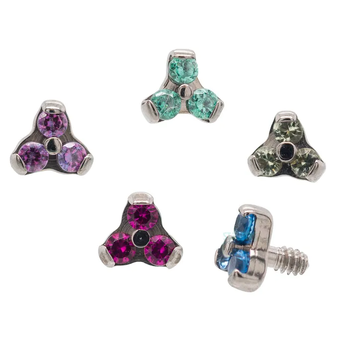 1mm Faceted Gems in Trinity Menage a Trois Threaded End Industrial Strength IS Earrings 1mm Faceted Gems in Trinity Menage a Trois Threaded End Industrial Strength IS Earrings