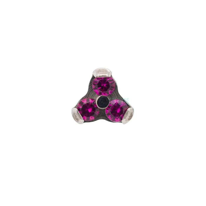 1mm Faceted Gems in Trinity Menage a Trois Threaded End Industrial Strength IS Earrings