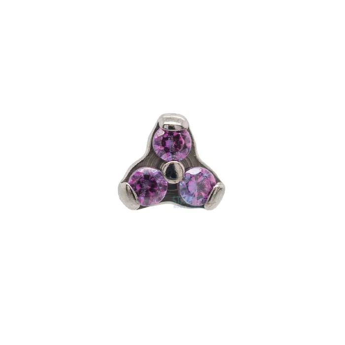 1mm Faceted Gems in Trinity Menage a Trois Threaded End Industrial Strength IS Earrings