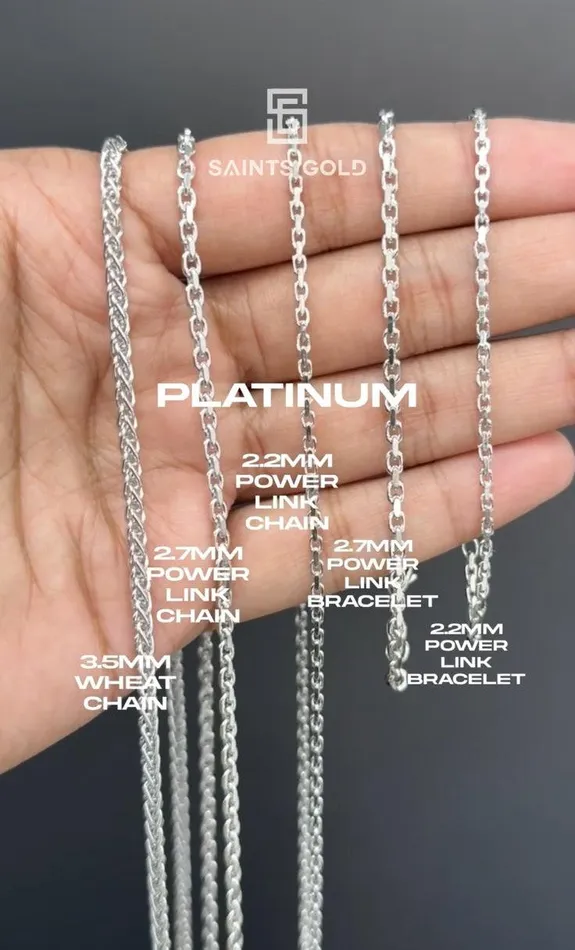 27MM New Power Link Chain Platinum 950 Saints Gold Co Necklaces