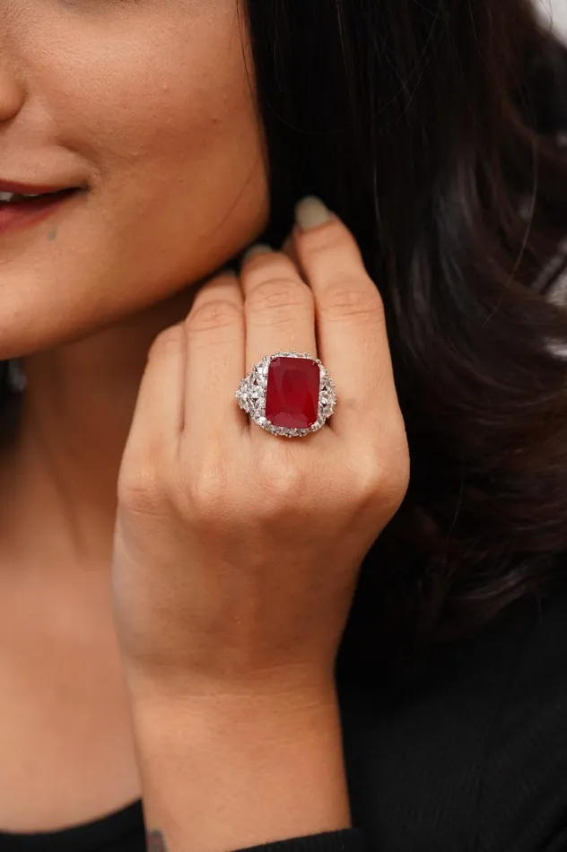 Attrangi Rings Hailey Colored Stone Cocktail Diamond Ring Attrangi Rings Hailey Colored Stone Cocktail Diamond Ring