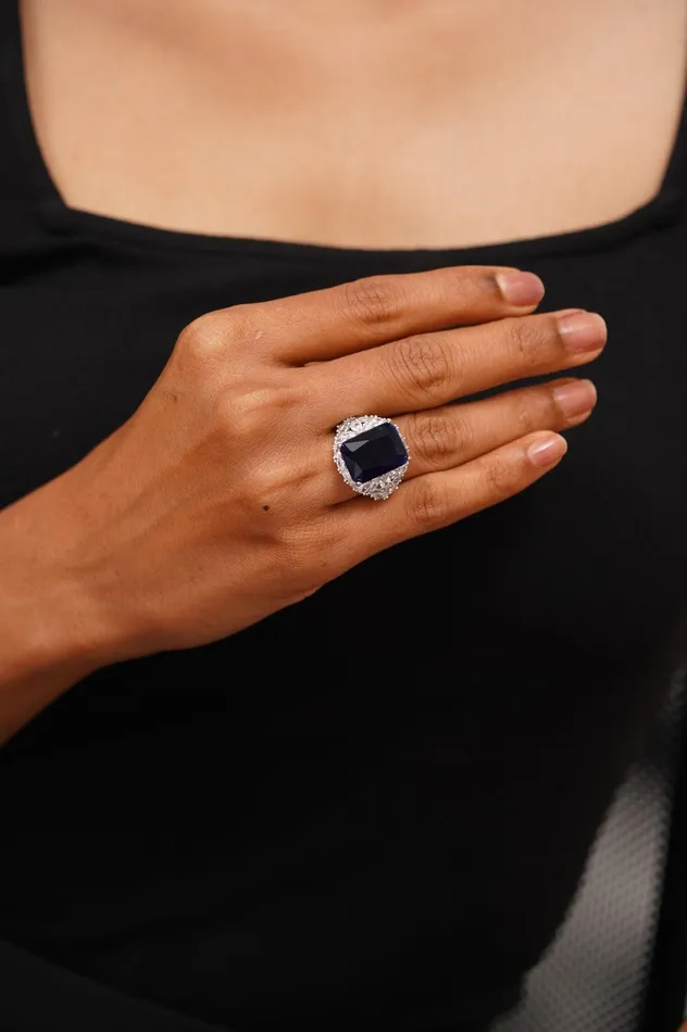 Attrangi Rings Hailey Colored Stone Cocktail Diamond Ring Attrangi Rings Hailey Colored Stone Cocktail Diamond Ring