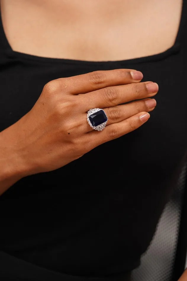 Attrangi Rings Hailey Colored Stone Cocktail Diamond Ring Attrangi Rings Hailey Colored Stone Cocktail Diamond Ring