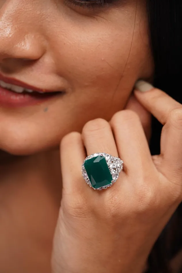 Attrangi Rings Hailey Colored Stone Cocktail Diamond Ring Attrangi Rings Hailey Colored Stone Cocktail Diamond Ring