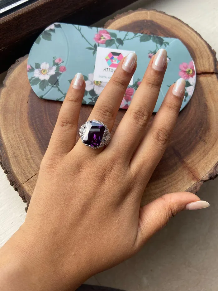 Attrangi Rings Hailey Colored Stone Cocktail Diamond Ring Attrangi Rings Hailey Colored Stone Cocktail Diamond Ring