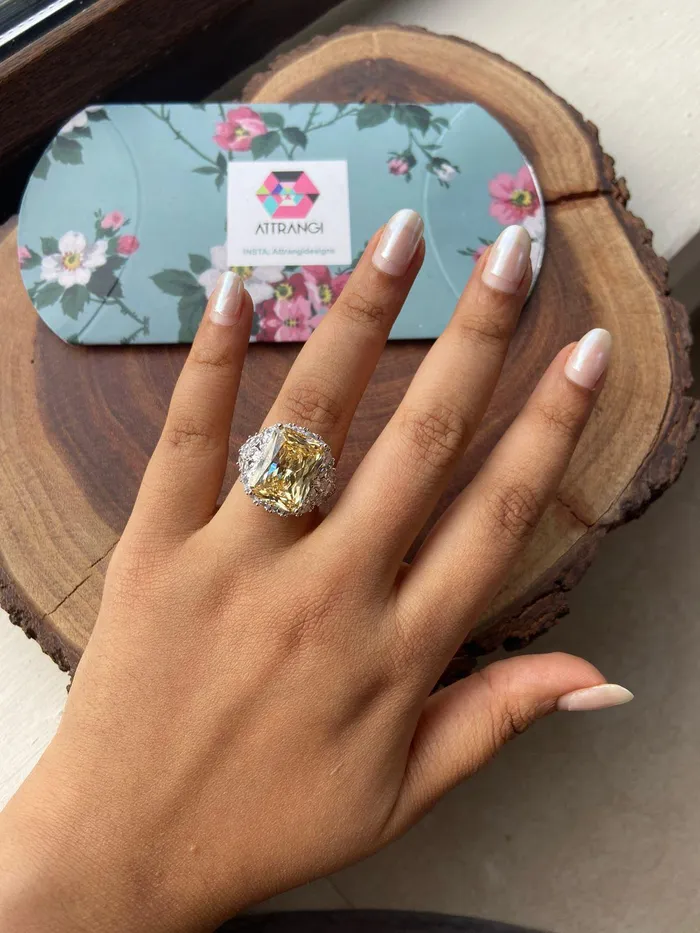 Attrangi Rings Hailey Colored Stone Cocktail Diamond Ring Attrangi Rings Hailey Colored Stone Cocktail Diamond Ring