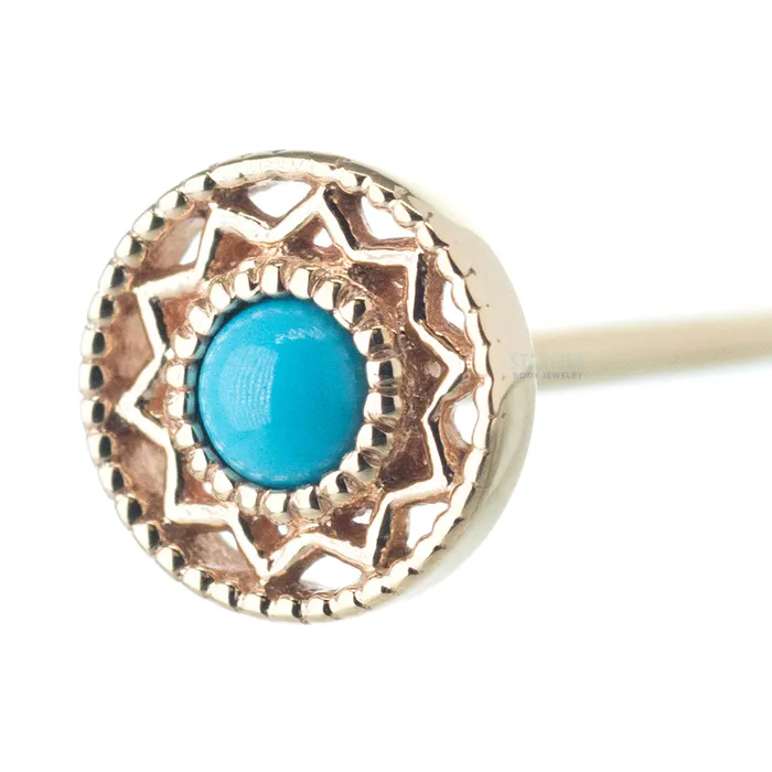 Body Vision BVLA Earrings Bandera Nostril Screw in Gold with Turquoise