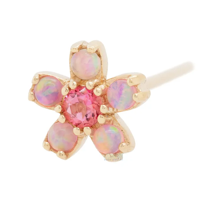 Body Vision BVLA Earrings Cherry Blossom Nostril Screw in Gold with Pink Opal Pink Topaz Body Vision BVLA Earrings Cherry Blossom Nostril Screw in Gold with Pink Opal Pink Topaz