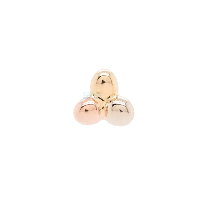 Body Vision BVLA Rings Tri Bead Cluster Nostril Screw in Tri Tone Yellow White Rose Gold
