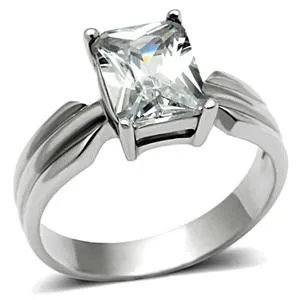 CJ405 Wholesale Stainless Steel Ring with Emerald Cut Cubic Zirconia Solitaire Green Rings CJ405 Wholesale Stainless Steel Ring with Emerald Cut Cubic Zirconia Solitaire Green Rings