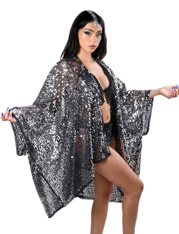 Earrings lumishopusa Sequin Kimono Disco Ball