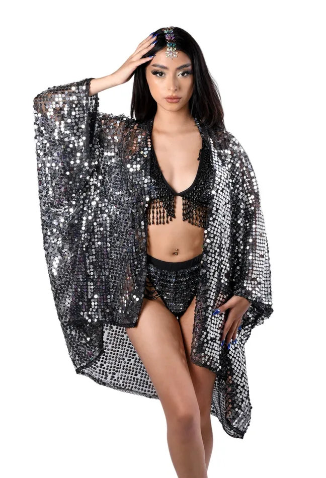 Earrings lumishopusa Sequin Kimono Disco Ball
