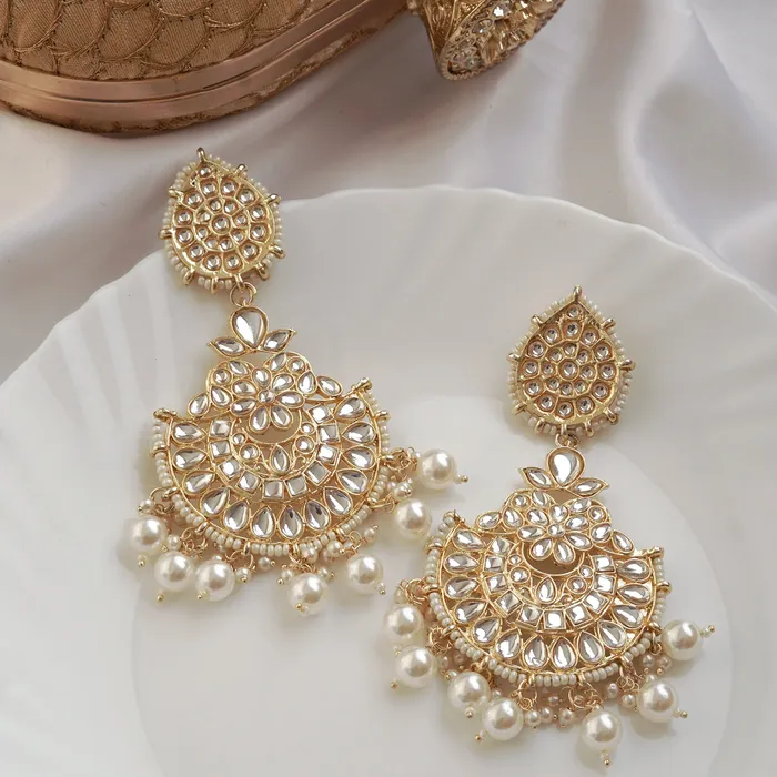 Earrings Teejh Teejh Ganika Pearl and Polki Earring Earrings Teejh Teejh Ganika Pearl and Polki Earring