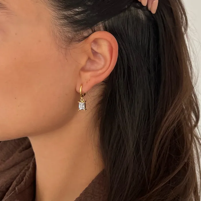 Ellie Vail Earrings Chantel Baguette Huggie Hoop Earring