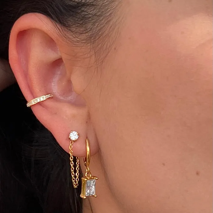 Ellie Vail Earrings Chantel Baguette Huggie Hoop Earring