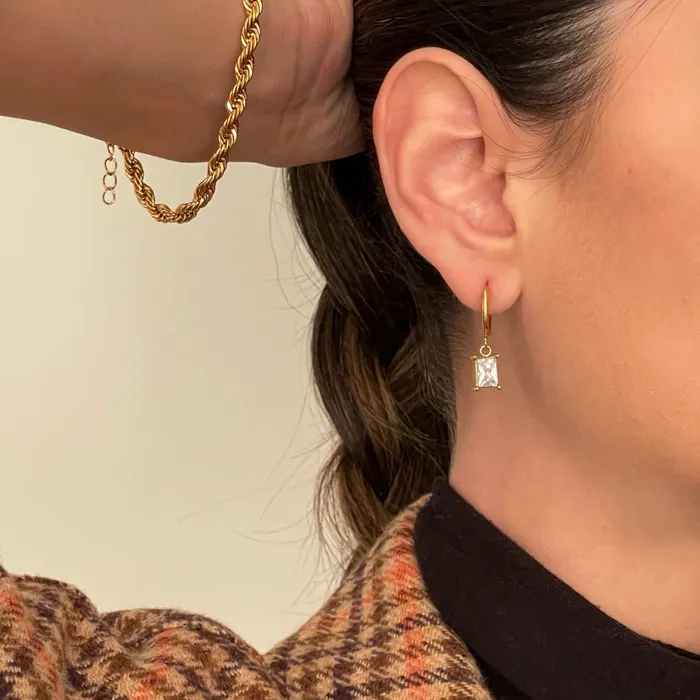 Ellie Vail Earrings Chantel Baguette Huggie Hoop Earring