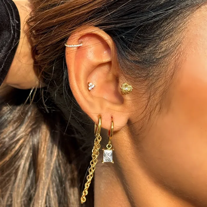 Ellie Vail Earrings Chantel Baguette Huggie Hoop Earring