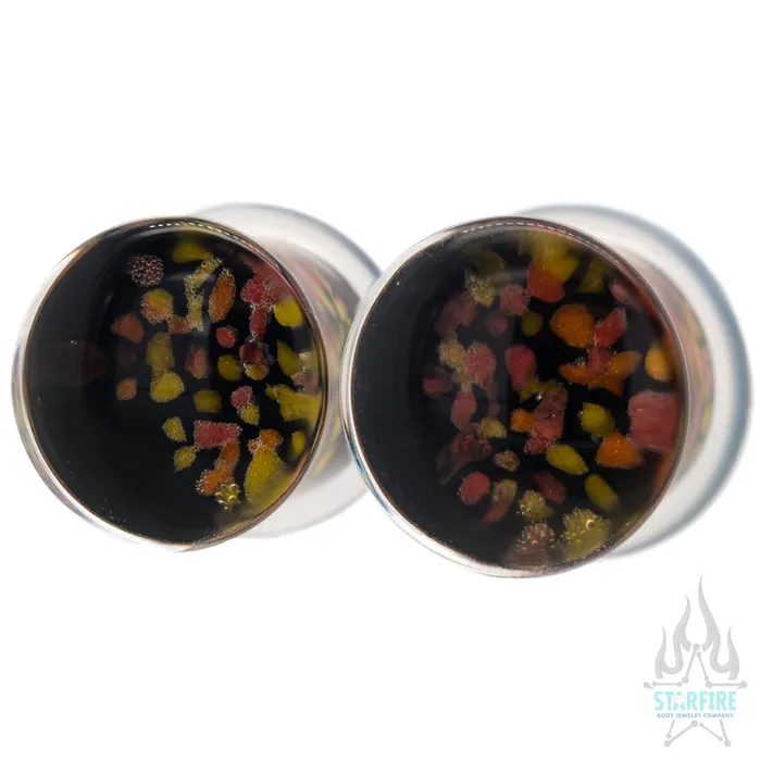 Glasswear Studios Pebble Glass Plugs Fire Earrings