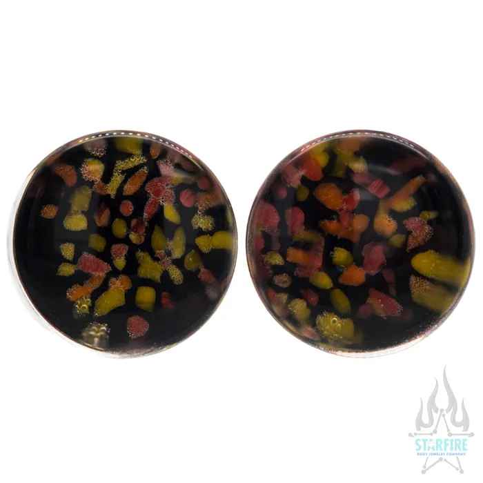 Glasswear Studios Pebble Glass Plugs Fire Earrings