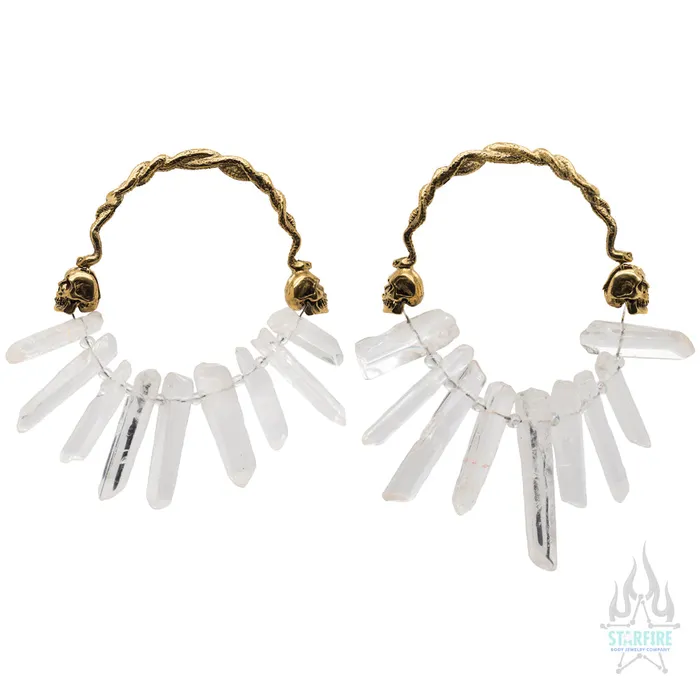 Medusa Clear Quartz Crystal Hoops Diablo Organics Earrings