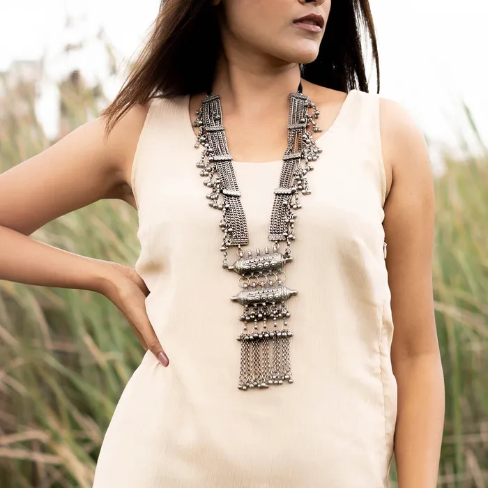 Necklaces Teejh Teejh Anukriti Silver Oxidised Long Necklace