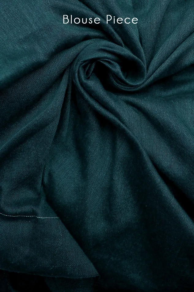 Rings Teejh Teejh Anchor Peacock Blue Mulmul Cotton Saree