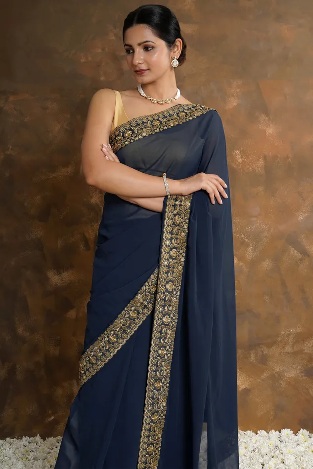 Teejh Earrings Teejh Bhargavi Georgette Saree