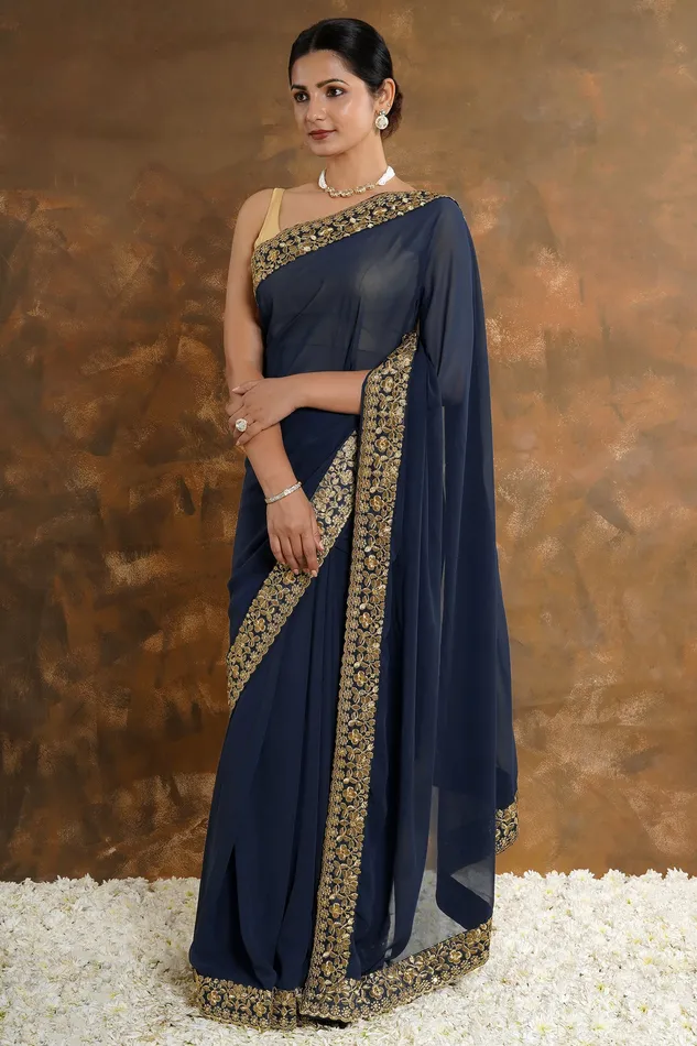 Teejh Earrings Teejh Bhargavi Georgette Saree