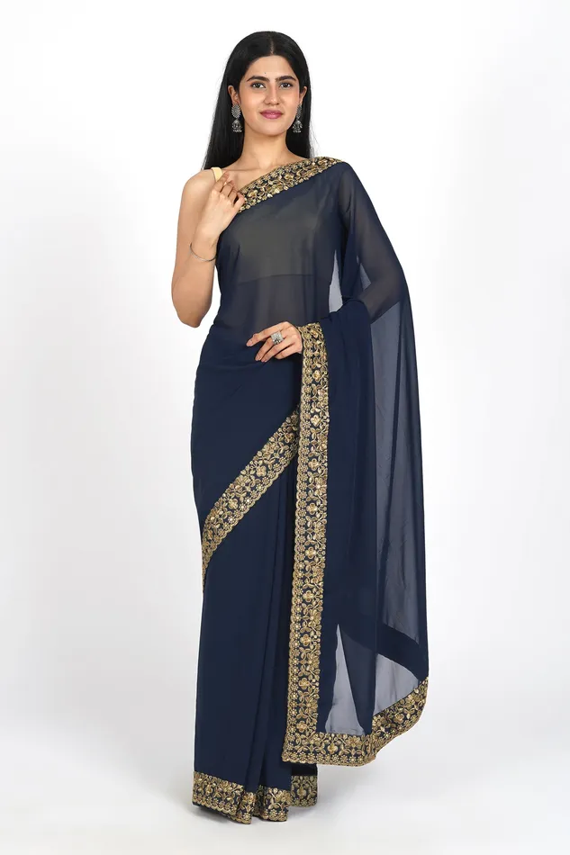 Teejh Earrings Teejh Bhargavi Georgette Saree