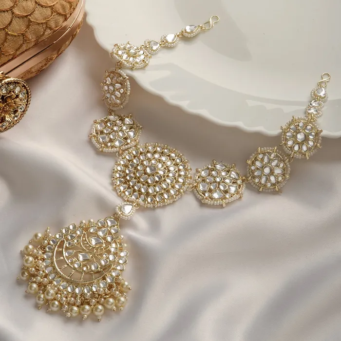 Teejh Irya Pearl and Polki Maangtika Teejh Necklaces Teejh Irya Pearl and Polki Maangtika Teejh Necklaces