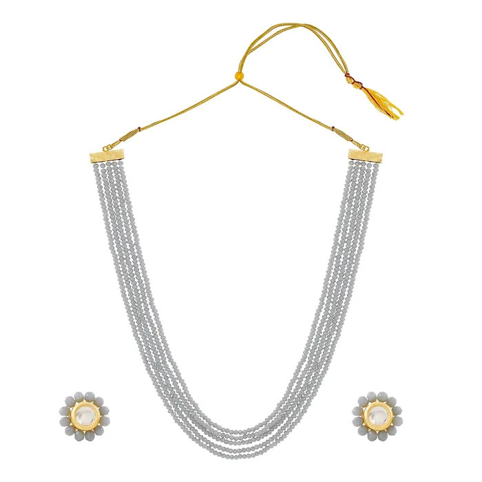Teejh Jalsa Grey Beaded Necklace Set Teejh Necklaces