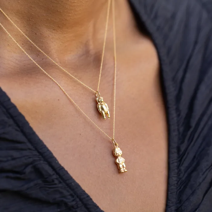 Vintage Charm Necklaces English Teddy Bear 9k Gold Charm