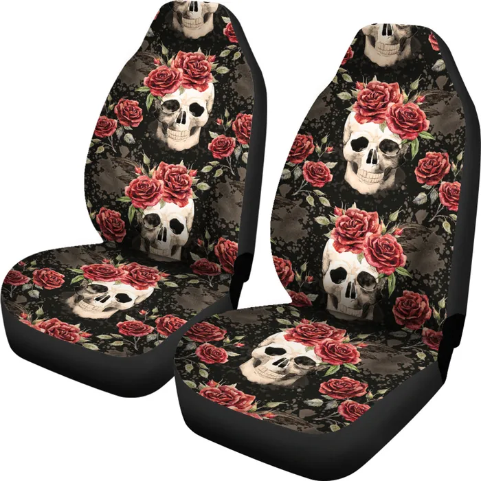 Zapps Clothing Rings Vintage Flower Skull Car Seat Covers